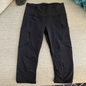 Lululemon capri leggings with mesh panel